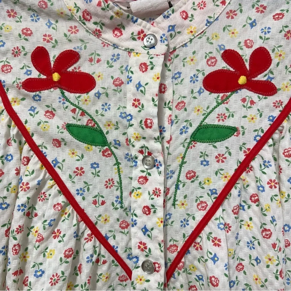 Vintage Models Coat Snap Button Floral Housecoat Size 12